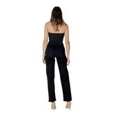 ICHI Black Cotton Relaxed Fit Jeans